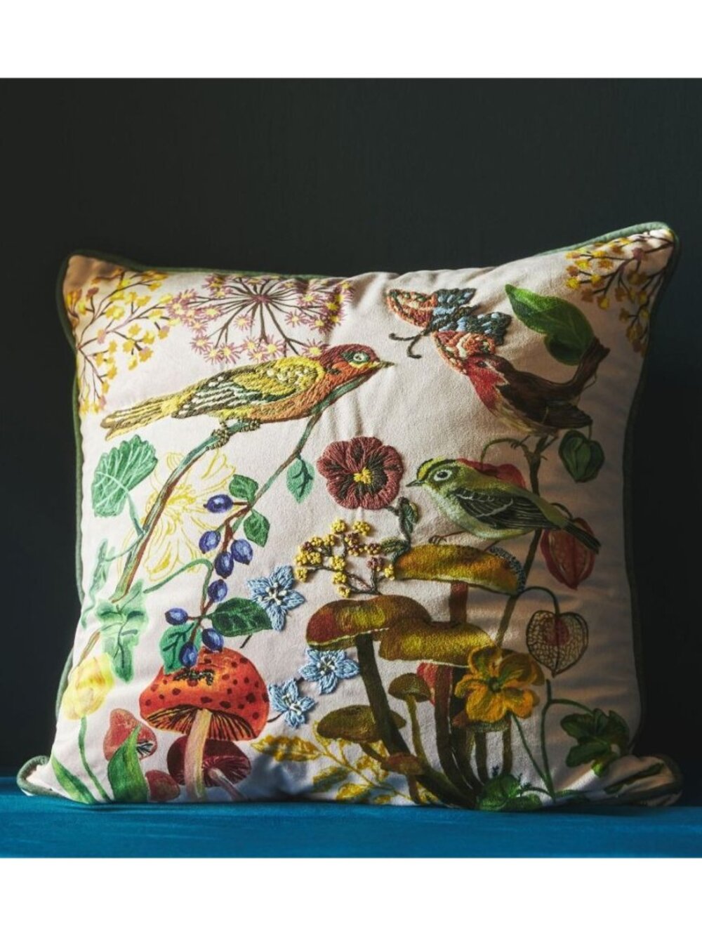 Anthropologie Nathalie Lete Embroidered Velvet Pillow